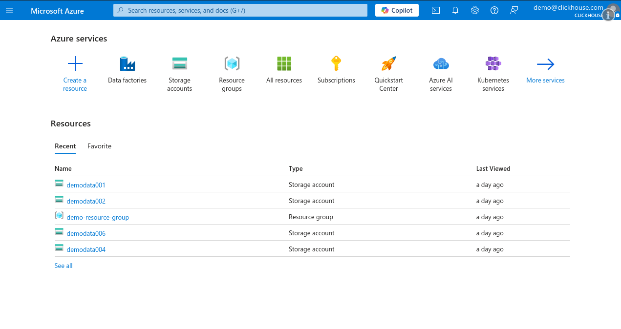 Azure Portal 홈 페이지